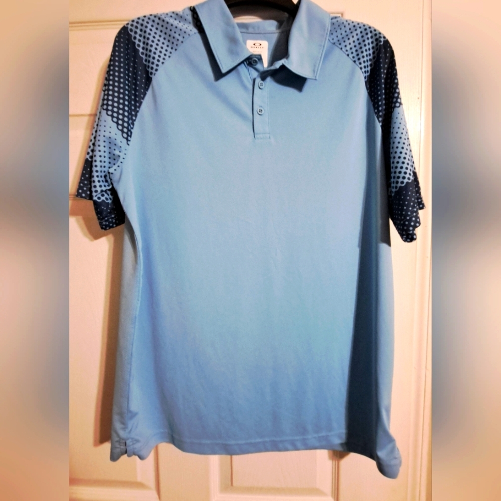 Oakley Men Polo Shirt Blue Aero Motion Sleeve Golf Size Medium